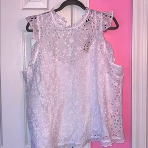 j crew white lace top